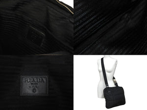 PRADA プラダショルダーバッグ VA0720 キルティング シワ加工 ナイロン ブラック シルバー金具 美品 中古 58570 