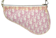 Load image into Gallery viewer, Christian Dior クリスチャンディオール ワンショルダーバッグ トロッター柄 サドルバッグ PVC ピンク ホワイト 良品 中古 58571