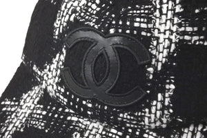 新品未使用品 CHANEL シャネル キャップ 帽子 ツイード ココマーク イタリア製 ブラック ホワイト ユニセックス サイズM 中古 58580