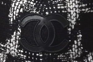 新品未使用品 CHANEL シャネル キャップ 帽子 ツイード ココマーク イタリア製 ブラック ホワイト ユニセックス サイズM 中古 58580