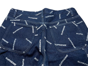 極美品 Supreme シュプリーム ショートパンツ デニムペインター 2018年AW 34 コットン インディゴ シルバー金具 ロゴ 中古 58585 