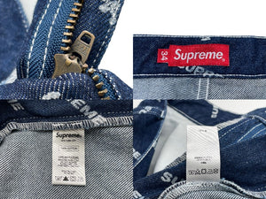 極美品 Supreme シュプリーム ショートパンツ デニムペインター 2018年AW 34 コットン インディゴ シルバー金具 ロゴ 中古 58585 