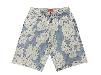 極美品 Supreme シュプリーム ショートパンツ フレイムス ジャカード デニム バギーショーツ 2023年SS インディゴ 32 中古 58586 
