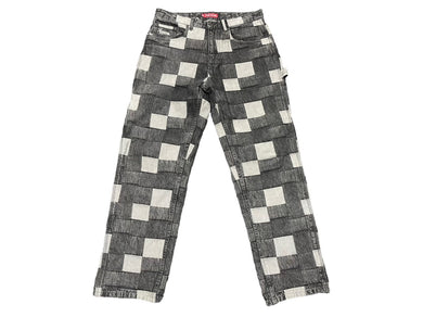 Supreme シュプリーム 21SS Patched Denim Painter Pant パッチデニム ペインターパンツ ブラック 刺繍 美品 中古 58587 