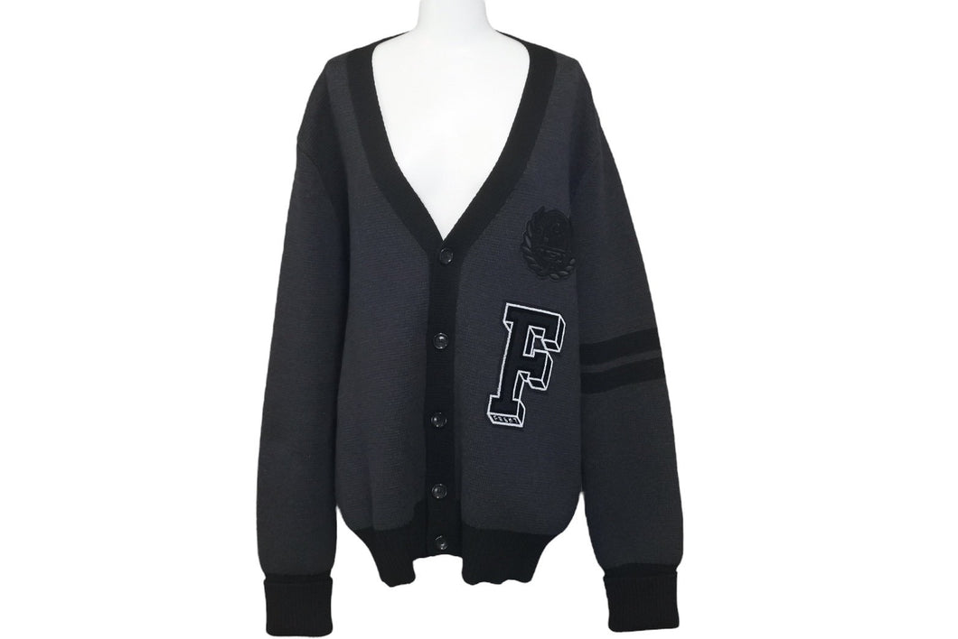 極美品 LOUIS VUITTON × Fragment ルイヴィトン×フラグメント ウールカーディガン グレー ブラック サイズXL 中古 58591