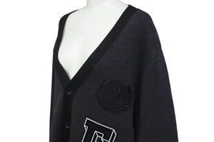 極美品 LOUIS VUITTON × Fragment ルイヴィトン×フラグメント ウールカーディガン グレー ブラック サイズXL 中古 58591