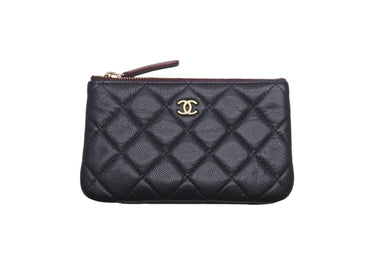 CHANEL シャネル ポーチ コインケース カードケース マトラッセ キャビアスキン 30番台 ゴールド金具 美品 中古 58608