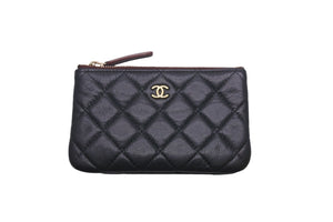 CHANEL シャネル ポーチ コインケース カードケース マトラッセ キャビアスキン 30番台 ゴールド金具 美品 中古 58608