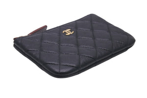 CHANEL シャネル ポーチ コインケース カードケース マトラッセ キャビアスキン 30番台 ゴールド金具 美品 中古 58608