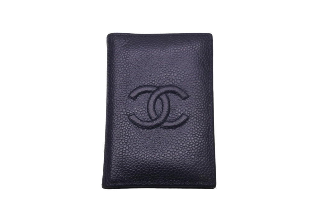 CHANEL シャネル カードケース パスケース キャビアスキン 22番台 ココマーク ネイビー 美品 中古 58609