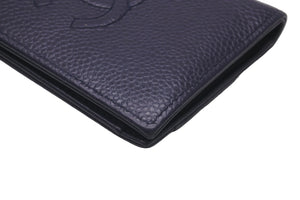CHANEL シャネル カードケース パスケース キャビアスキン 22番台 ココマーク ネイビー 美品 中古 58609