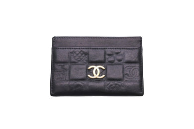 CHANEL シャネル カードケース アイコンライン 8番台 ココマーク ブラック レザー ゴールド金具 美品 中古 58610