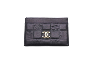 CHANEL シャネル カードケース アイコンライン 8番台 ココマーク ブラック レザー ゴールド金具 美品 中古 58610