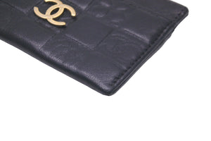 CHANEL シャネル カードケース アイコンライン 8番台 ココマーク ブラック レザー ゴールド金具 美品 中古 58610