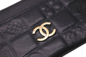 CHANEL シャネル カードケース アイコンライン 8番台 ココマーク ブラック レザー ゴールド金具 美品 中古 58610