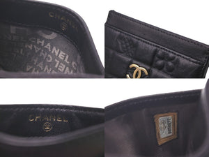 CHANEL シャネル カードケース アイコンライン 8番台 ココマーク ブラック レザー ゴールド金具 美品 中古 58610