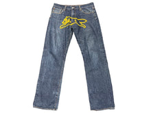 Load image into Gallery viewer, BILLIONAIRE BOYS CLUB ビリオネアボーイズクラブ デニム ストレート ランニングドッグ ロゴ プリント ブルー 良品 中古 58612