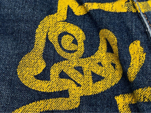 BILLIONAIRE BOYS CLUB ビリオネアボーイズクラブ デニム ストレート ランニングドッグ ロゴ プリント ブルー 良品 中古 58612