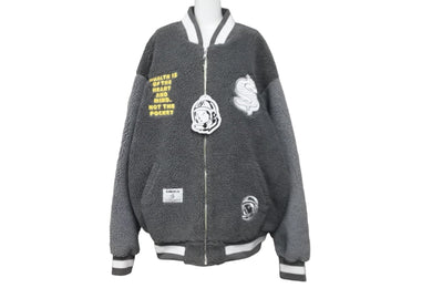 Billionaire Boys Club ビリオネアボーイズクラブ ボア バーシティ ジャケット グレー 刺繍 BBCJP223X003 XL 美品 中古 58618
