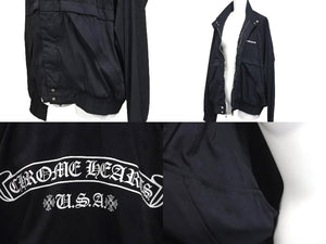 極美品 CHROME HEARTS クロムハーツ CHプラス 総柄 ナイロン ジャケット ブラック ロゴ プリント ジップ サイズM 美品 中古 58622