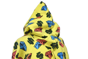 Billionaire Boys Club ビリオネアボーイズクラブ ジップアップ DIAMOND & DOLLAR 20SS イエロー コットン XL 美品 中古 58638