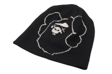 Load image into Gallery viewer, A BATHING APE × Kaws アベイシングエイプ×カウズ ニットキャップ ブラック ホワイト フリーサイズ 美品 中古 58642