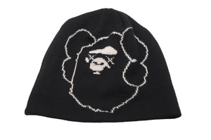 A BATHING APE × Kaws アベイシングエイプ×カウズ ニットキャップ ブラック ホワイト フリーサイズ 美品 中古 58642