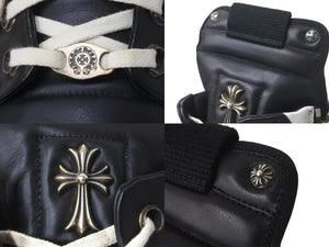 Rick Owens リックオウエンス クロムハーツ スニーカー ジオバスケット CHクロス装飾 ブラック レザー サイズ43 美品 中古 58663