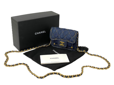 新品未使用 新作 CHANEL シャネル ミニチェーンショルダーバッグ ココマーク AP3349 デニム ラメ ネイビー ゴールド金具 58666