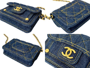 新品未使用 新作 CHANEL シャネル ミニチェーンショルダーバッグ ココマーク AP3349 デニム ラメ ネイビー ゴールド金具 58666
