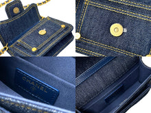 Load image into Gallery viewer, 新品未使用 新作 CHANEL シャネル ミニチェーンショルダーバッグ ココマーク AP3349 デニム ラメ ネイビー ゴールド金具 58666