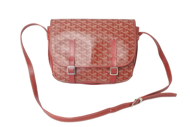 GOYARD ゴヤール ショルダーバッグ ベルヴェデールMM ヘリンボーン コーティングキャンバス レッド シルバー金具 美品 中古 58667