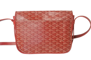 GOYARD ゴヤール ショルダーバッグ ベルヴェデールMM ヘリンボーン コーティングキャンバス レッド シルバー金具 美品 中古 58667
