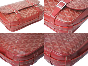 GOYARD ゴヤール ショルダーバッグ ベルヴェデールMM ヘリンボーン コーティングキャンバス レッド シルバー金具 美品 中古 58667