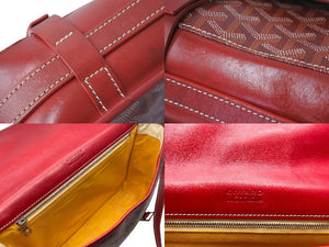 GOYARD ゴヤール ショルダーバッグ ベルヴェデールMM ヘリンボーン コーティングキャンバス レッド シルバー金具 美品 中古 58667