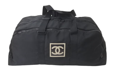 CHANEL シャネル スポーツライン ココマーク ボストンバッグ 7番台 ブラック コットンキャンバス ナイロン 美品 中古 58668