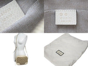 極美品 GUCCI グッチ ショルダーバッグ 斜め掛け 449413 520981 GGキャンバス レザー ベージュ ホワイト ゴールド金具 中古 58671