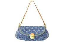 Load image into Gallery viewer, LOUIS VUITTON ルイヴィトン セミショルダーバッグ M95050 モノグラム デニム ミニプリーティ ブルー ゴールド 美品 中古 58673
