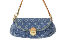 Load image into Gallery viewer, LOUIS VUITTON ルイヴィトン セミショルダーバッグ M95050 モノグラム デニム ミニプリーティ ブルー ゴールド 美品 中古 58673