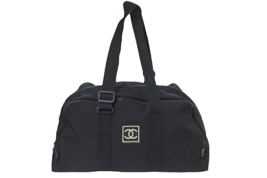CHANEL シャネル ボストンバッグ スポーツライン 7番台 ココマーク ブラック ナイロン ブラック金具 美品 中古 58691
