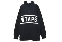 Load image into Gallery viewer, WTAPS ダブルタップス 18AW PLAYER 01 スウェットシャツ ハーフジップ ブラック フリース サイズ2 182ATDTM-CSM13 美品 中古 58698