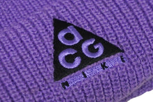 Load image into Gallery viewer, NIKE ACG ナイキ エーシージー ニットキャップ アウトドアライン ロゴ刺繍 アクリル ウール パープル ブラック 良品 中古 58707