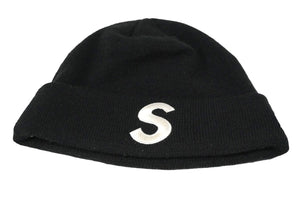 Supreme シュプリーム × New Era ニューエラ コラボ ニットキャップ S刺繍 ロゴ ビーニー アクリル ブラック 17AW 良品 中古 58710