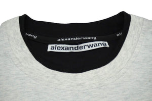 Alexander Wang アレキサンダーワン スウェット トレーナー 切り返しロゴ刺繍 コットン ホワイト ブラック M 良品 中古 58719 