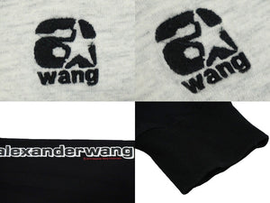 Alexander Wang アレキサンダーワン スウェット トレーナー 切り返しロゴ刺繍 コットン ホワイト ブラック M 良品 中古 58719 