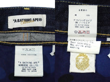画像をギャラリービューアに読み込む, A BATHING APE アベイシングエイプ デニムパンツ BAPAバックロゴ サイズM インディゴ ネイビー 美品 中古 58740 