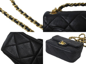 極美品 CHANEL シャネル チェーンショルダーバッグ AS3748 マトラッセ トップハンドル ブラック ゴールド金具 中古 58746