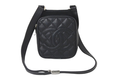 CHANEL シャネル ショルダーバッグ マトラッセ ココマーク 10番台 2006年 キャビアスキン ブラック シルバー金具 良品 中古 58747