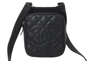 CHANEL シャネル ショルダーバッグ マトラッセ ココマーク 10番台 2006年 キャビアスキン ブラック シルバー金具 良品 中古 58747