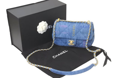 新品未使用 CHANEL シャネル チェーンショルダーバッグ AS3134 マトラッセ デニム ブルー マルチカラー ゴールド金具 58748